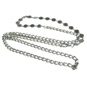 Simulated Mercury God Coin Silver Tone Chain Link Belt Adjustable 40 Inches